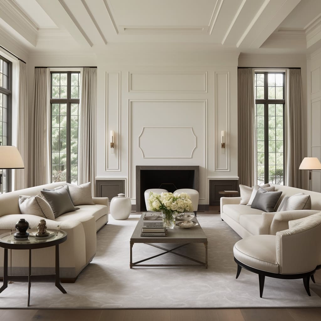 Off-white tones in this living room adds warmth and character to the space.