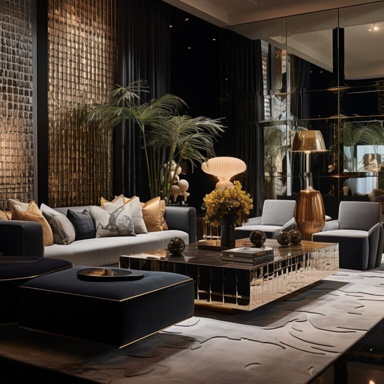 Bold Black&Gold Living Room Interior Design Ideas | Amazing