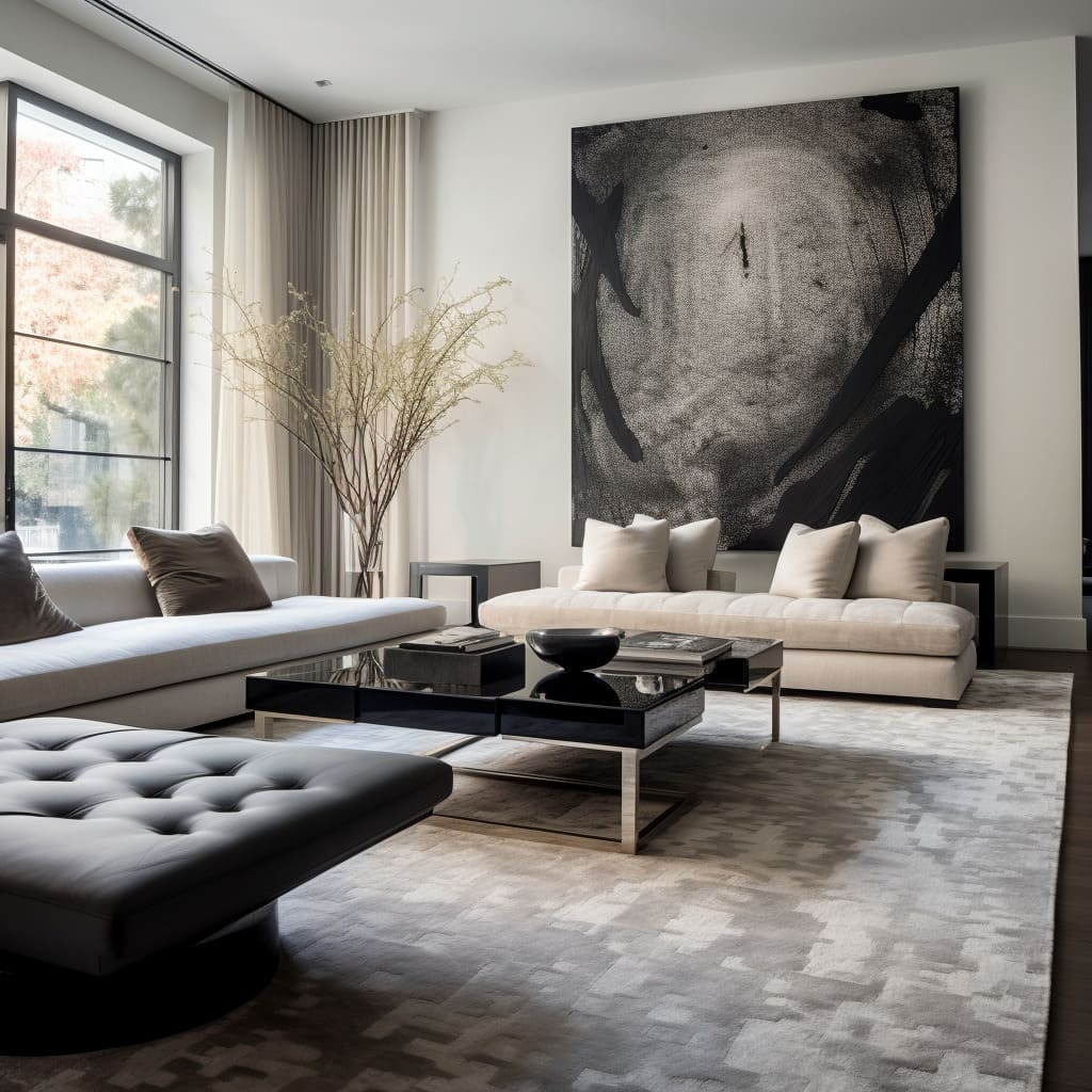 the art of luxury with a twist of modern minimalism in this laid-back living room