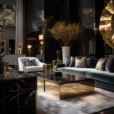 Bold Black&Gold Living Room Interior Design Ideas | Amazing