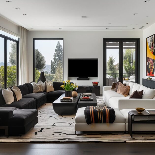 Black as the Contrast Anchor of Neutral Luxury Living Room