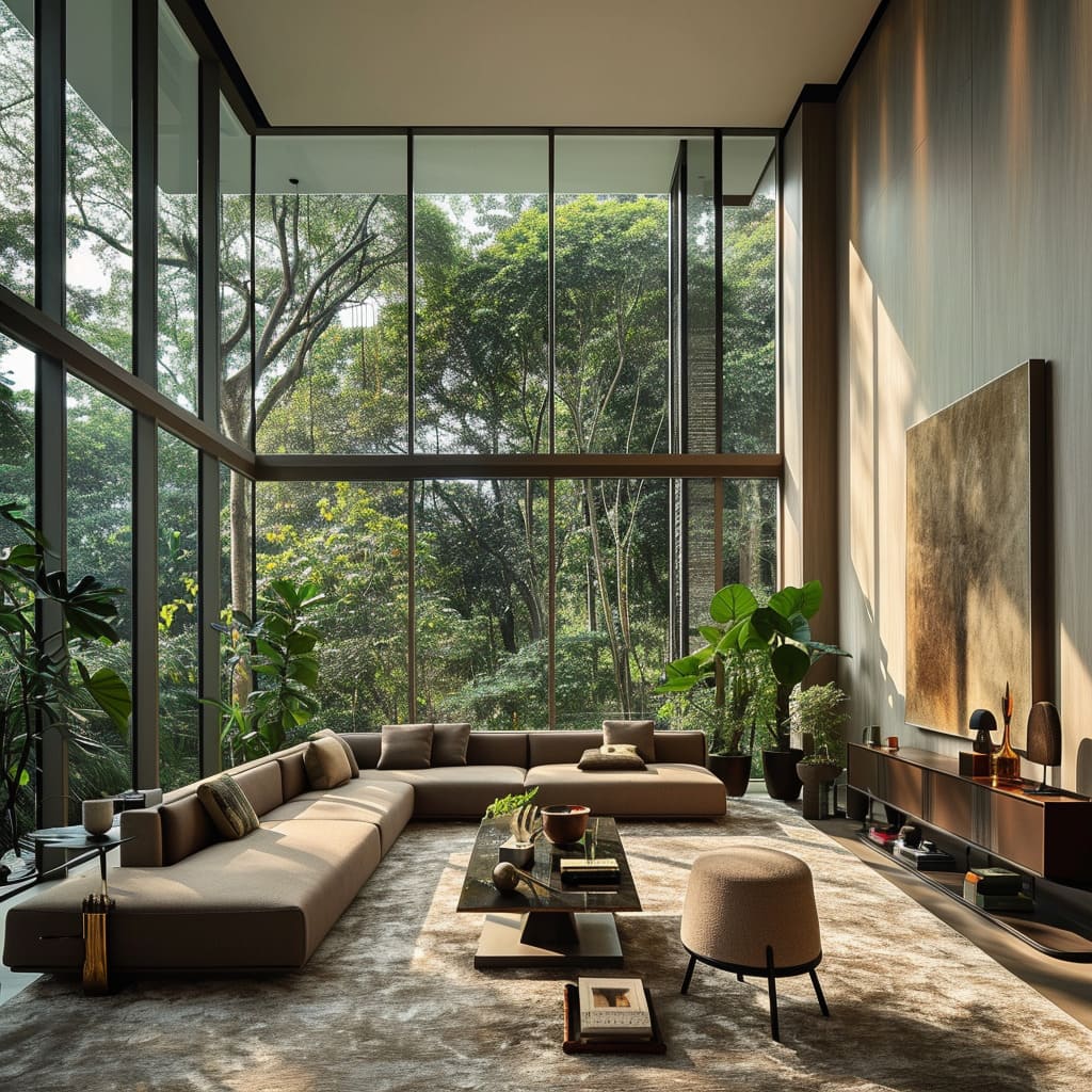 A large home salon with a zen-like atmosphere