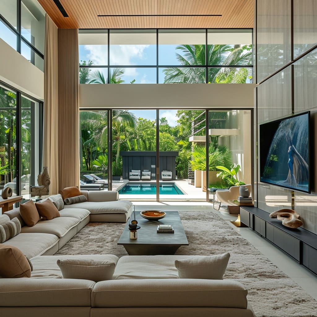 A luxurious and spacious living area with elegant simplicity