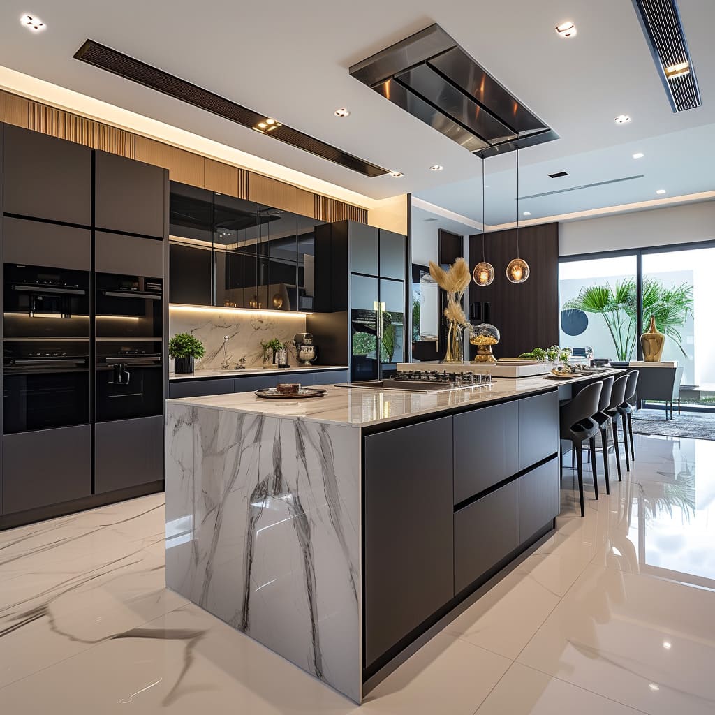 A luxury preparation room that boasts high-end appliances and efficient layouts