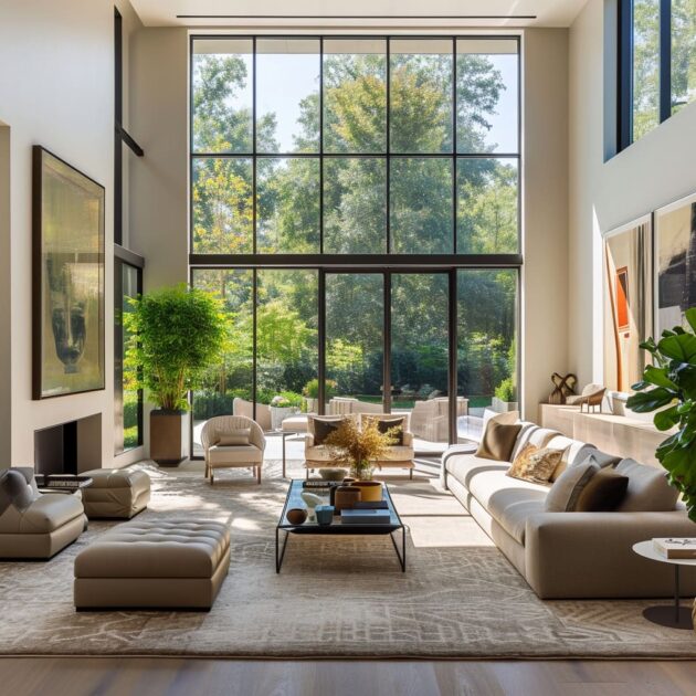 The Anatomy of High-Ceilinged House Minimalist Living Rooms