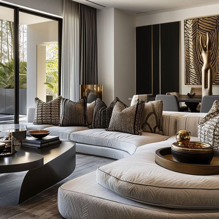 Luxury Modern Living Room Design with Fabrics & Materials