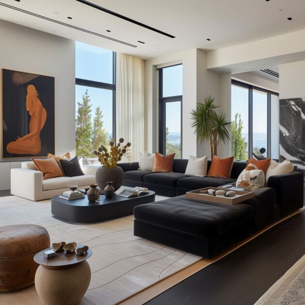 Black as the Contrast Anchor of Neutral Luxury Living Room