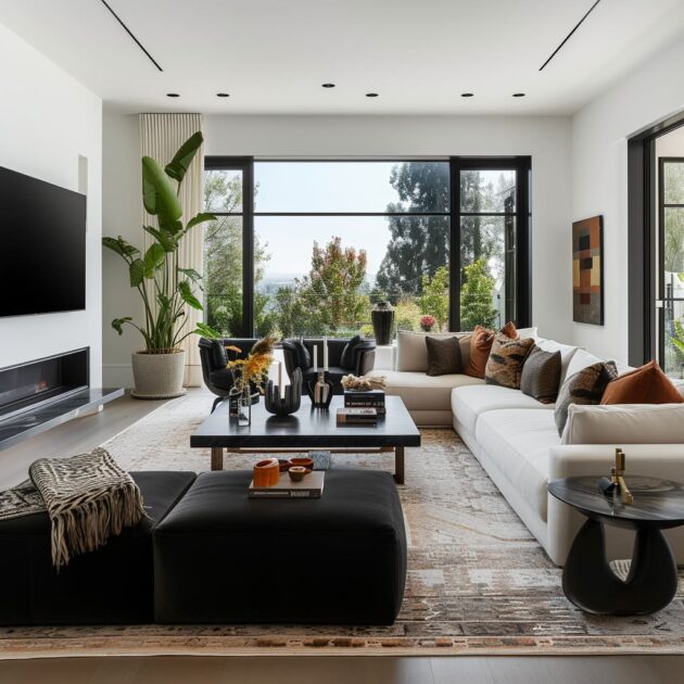 Black as the Contrast Anchor of Neutral Luxury Living Room