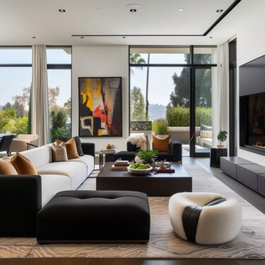 Black as the Contrast Anchor of Neutral Luxury Living Room