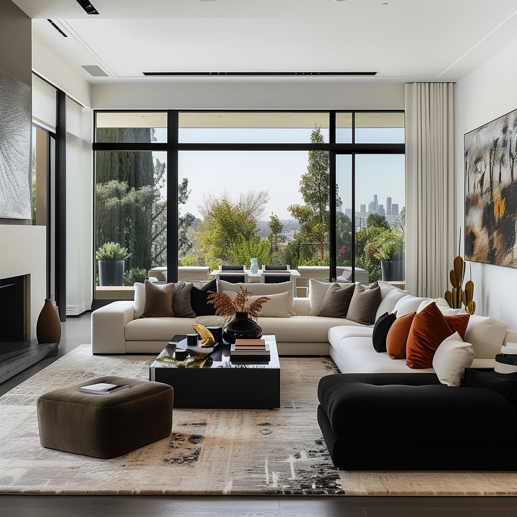 A rich home design trend to consider is using black and white in living spaces