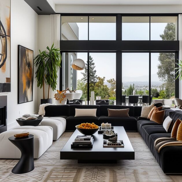 Black as the Contrast Anchor of Neutral Luxury Living Room