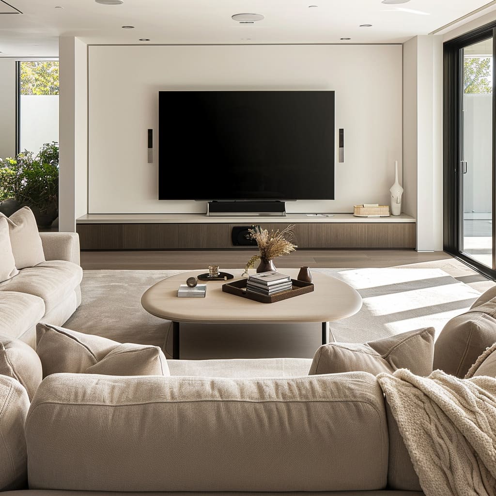 Achieve a homely ambiance with warm and comfortable touches accentuated by sleek lighting fixtures and green living elements