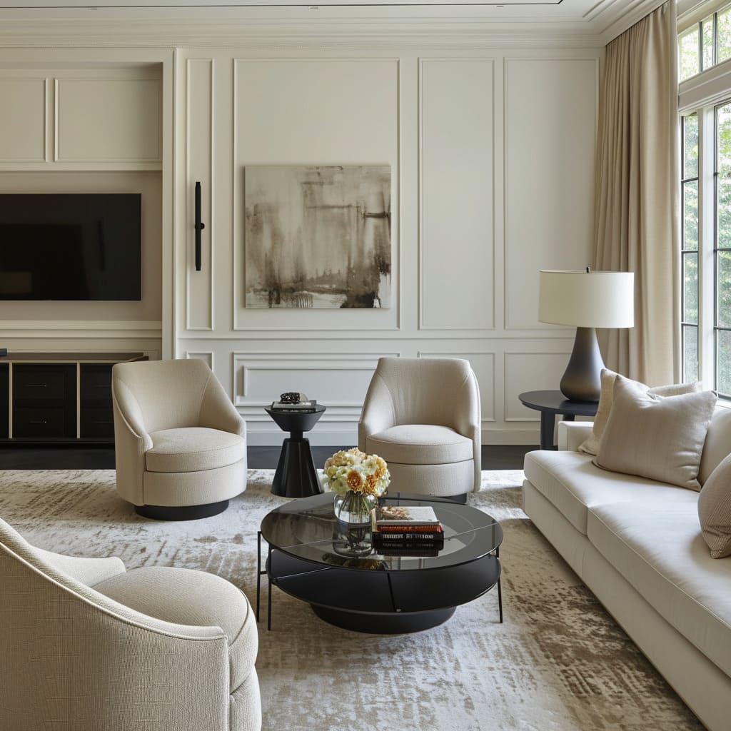 Antique pieces and contemporary art create a decorative balance in the drawing room