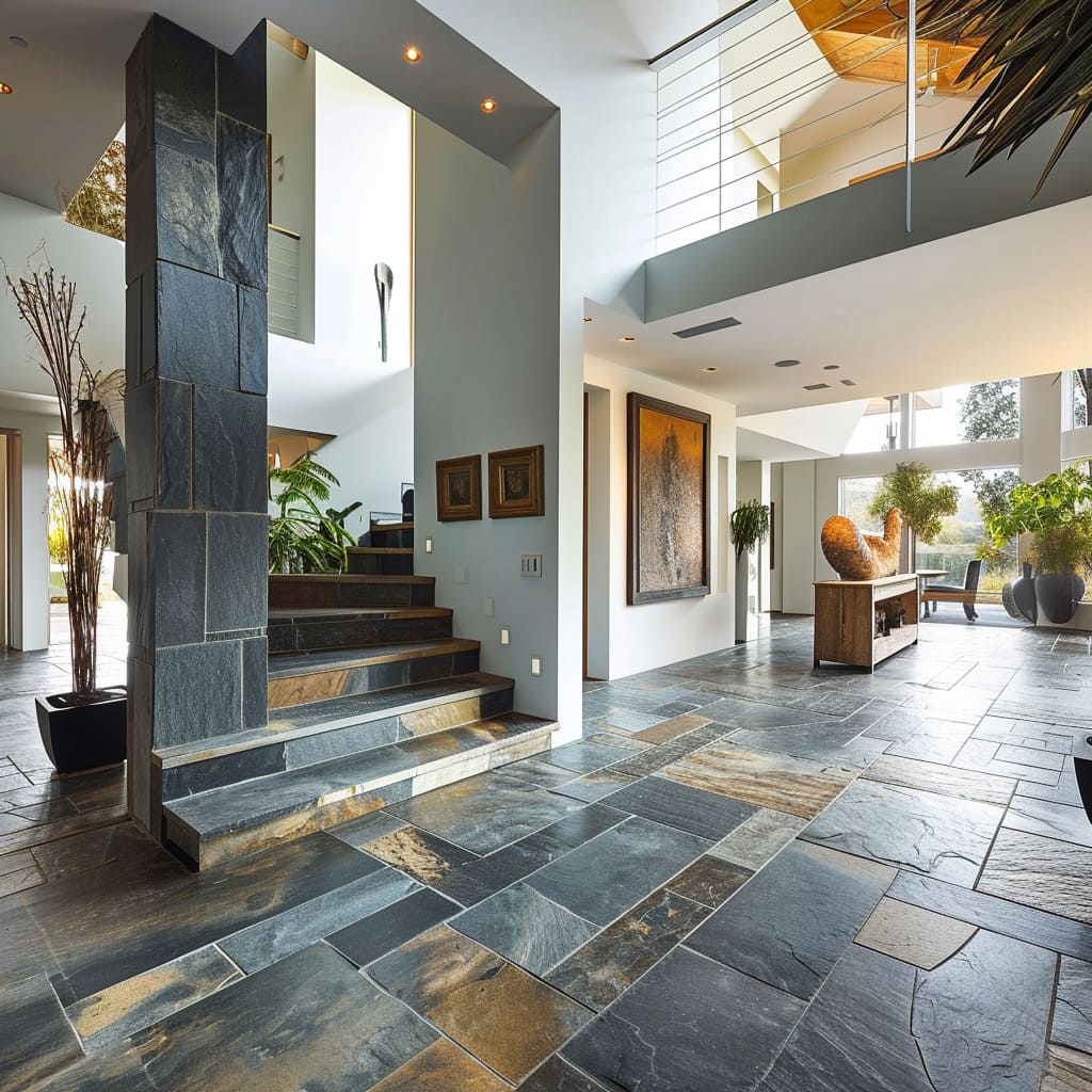 Architectural features shine with the use of natural stones that enhance the beauty of your space