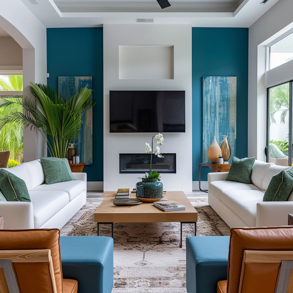 Colorful touches and thoughtful curation transform the space into living art, fostering an emotional connection with creative interiors