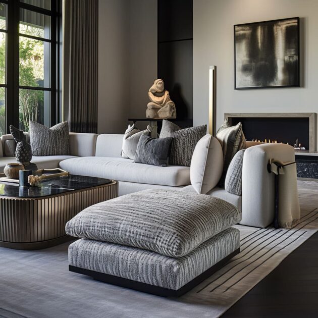 Luxury Modern Living Room Design with Fabrics & Materials
