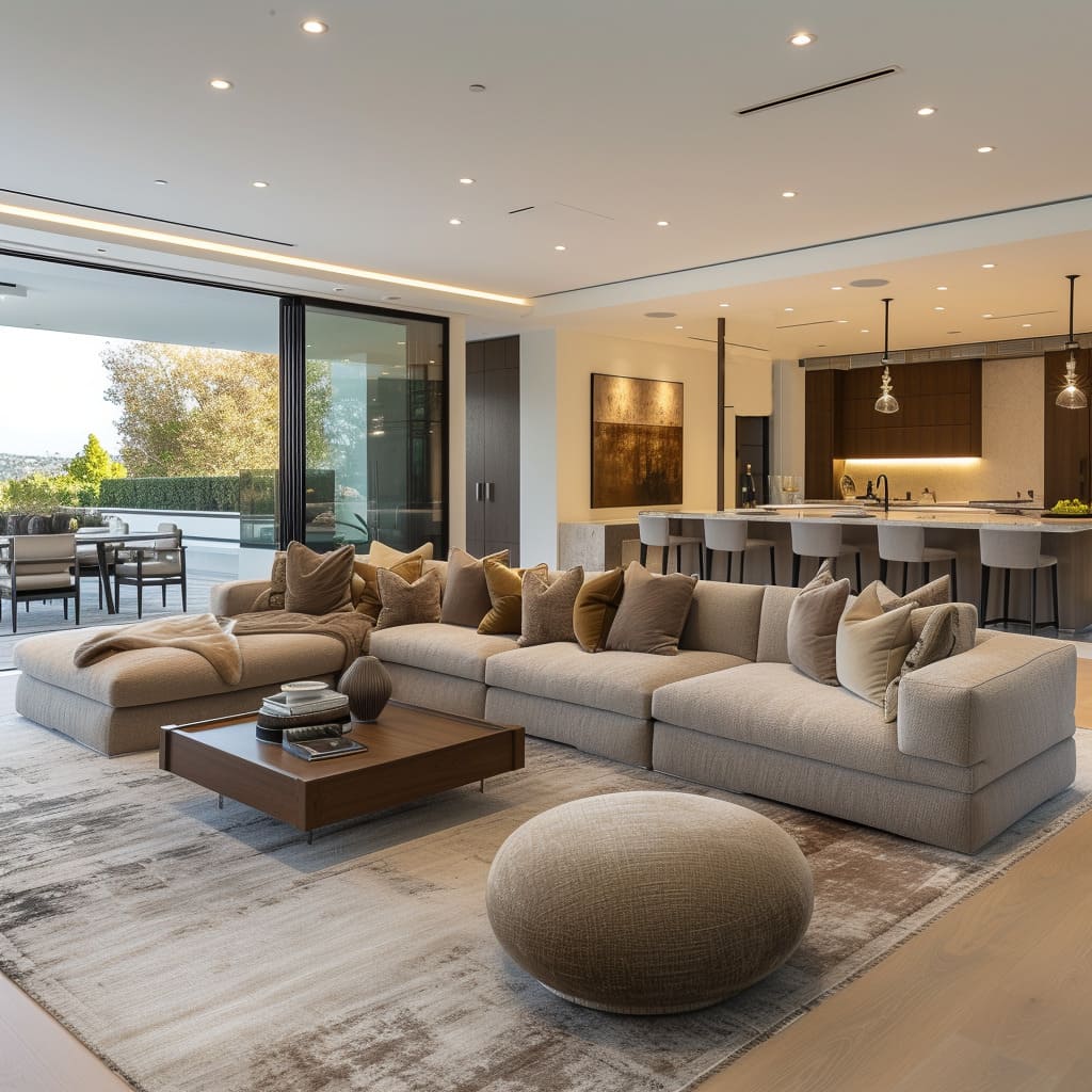 Contemporary minimalism is embodied in the subdued elegance of the neutral furnishings
