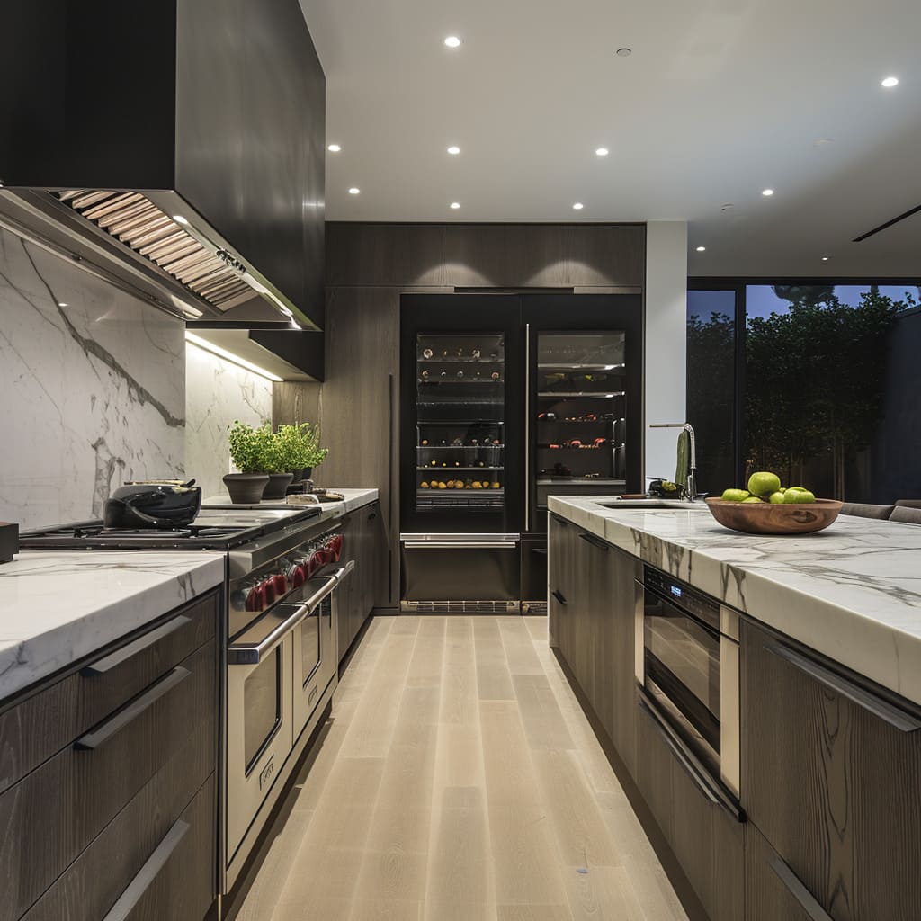 Decorative accents and accent walls add a touch of luxury to the kitchen