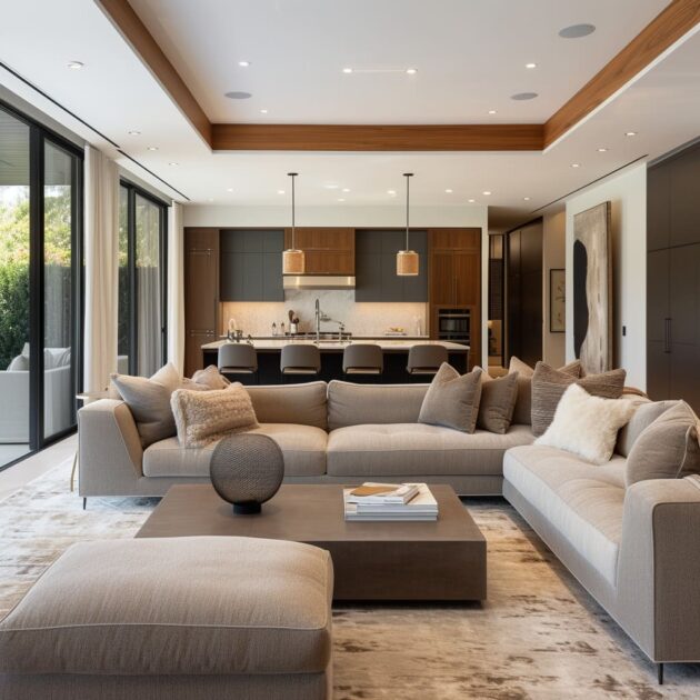 Neutral-Toned Minimalist Luxe Open Living Room Design I