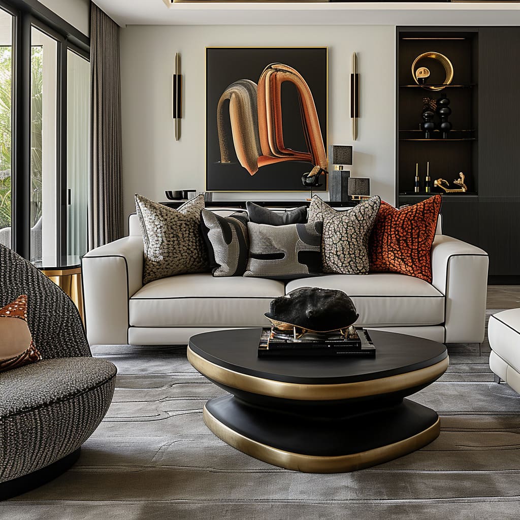 Lux style and technology merge seamlessly in this living room, reflecting current home design trends