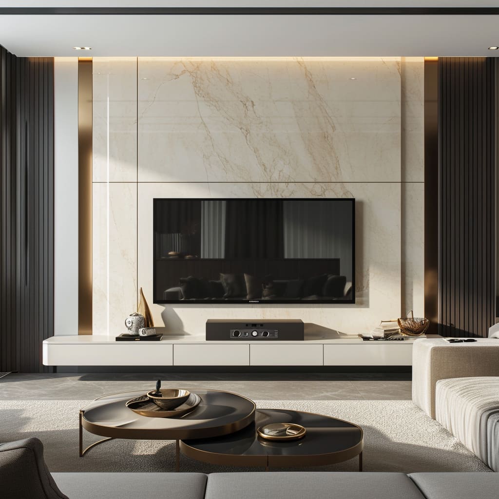Material quality define the TV wall unit's craftsmanship