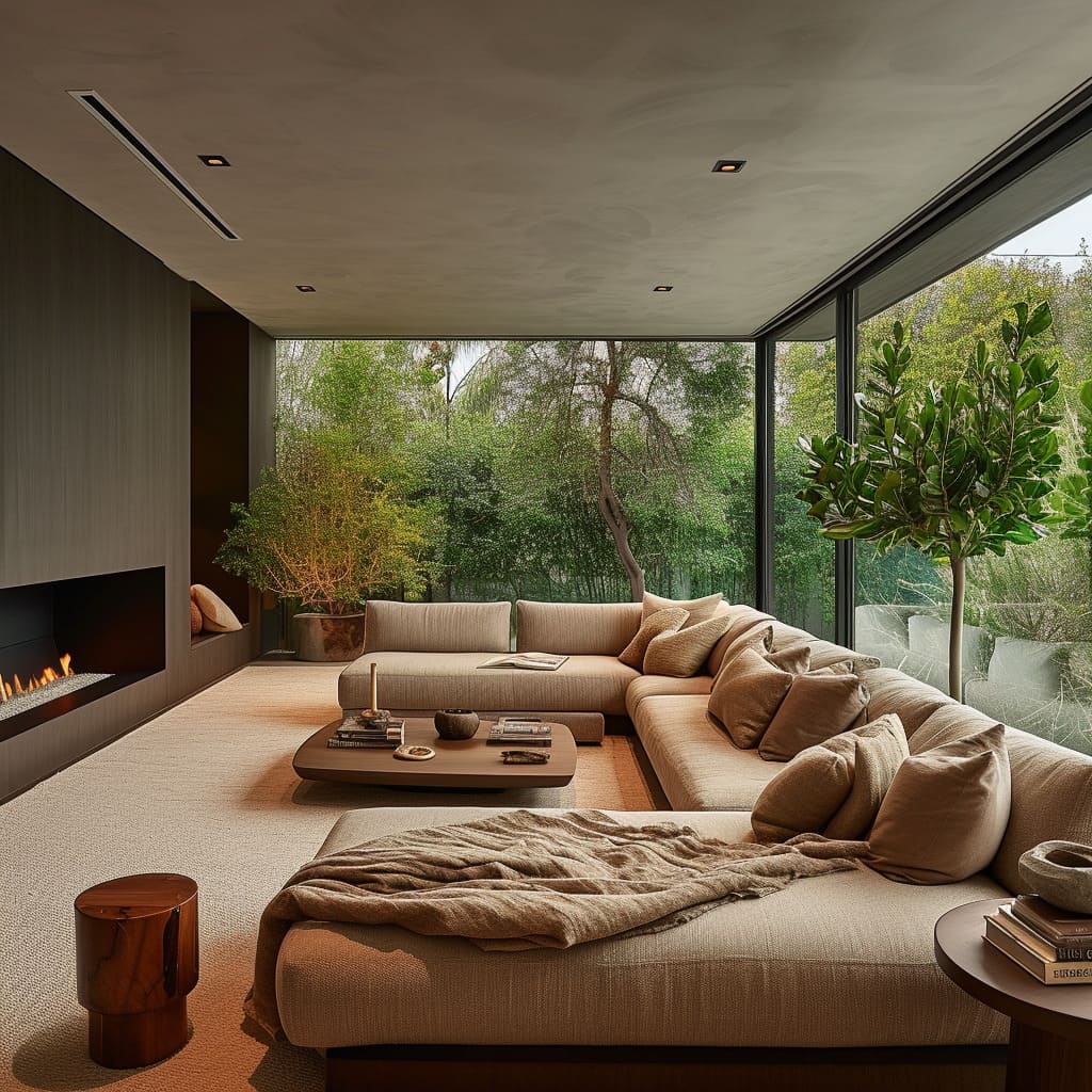 Natural aesthetics and design trends merge seamlessly in the living room