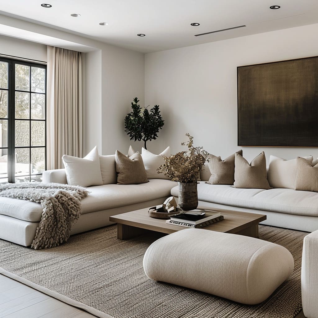 Natural light and open floor plans, following the hygge lifestyle to achieve a serene and Lagom-balanced living room