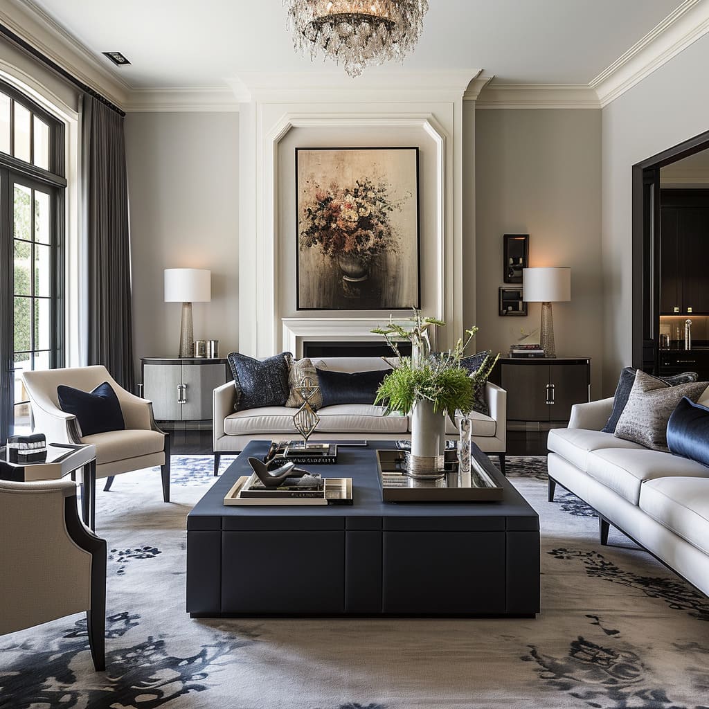 Neutral colors and sophisticated decor create a timeless and serene atmosphere
