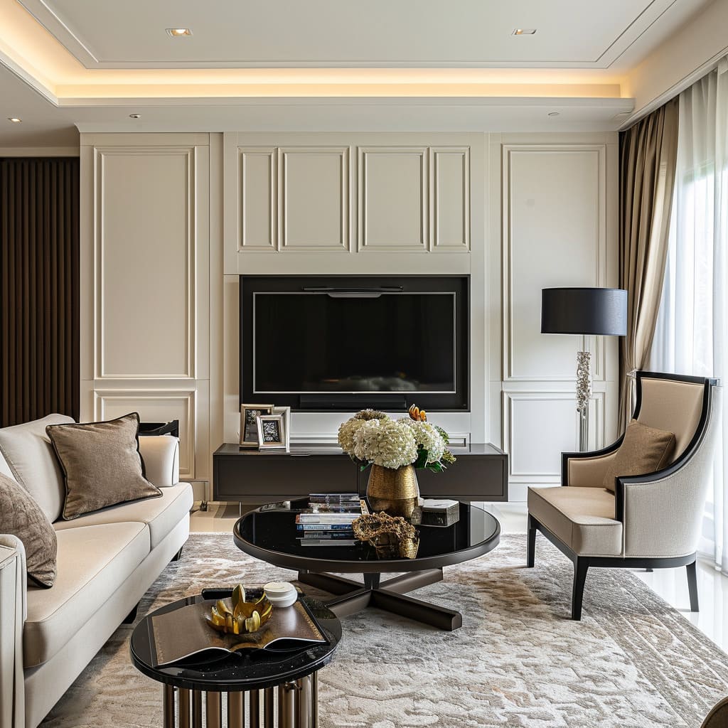 Neutral colors are infused with accents of rich, bold hues, enhancing the overall design narrative