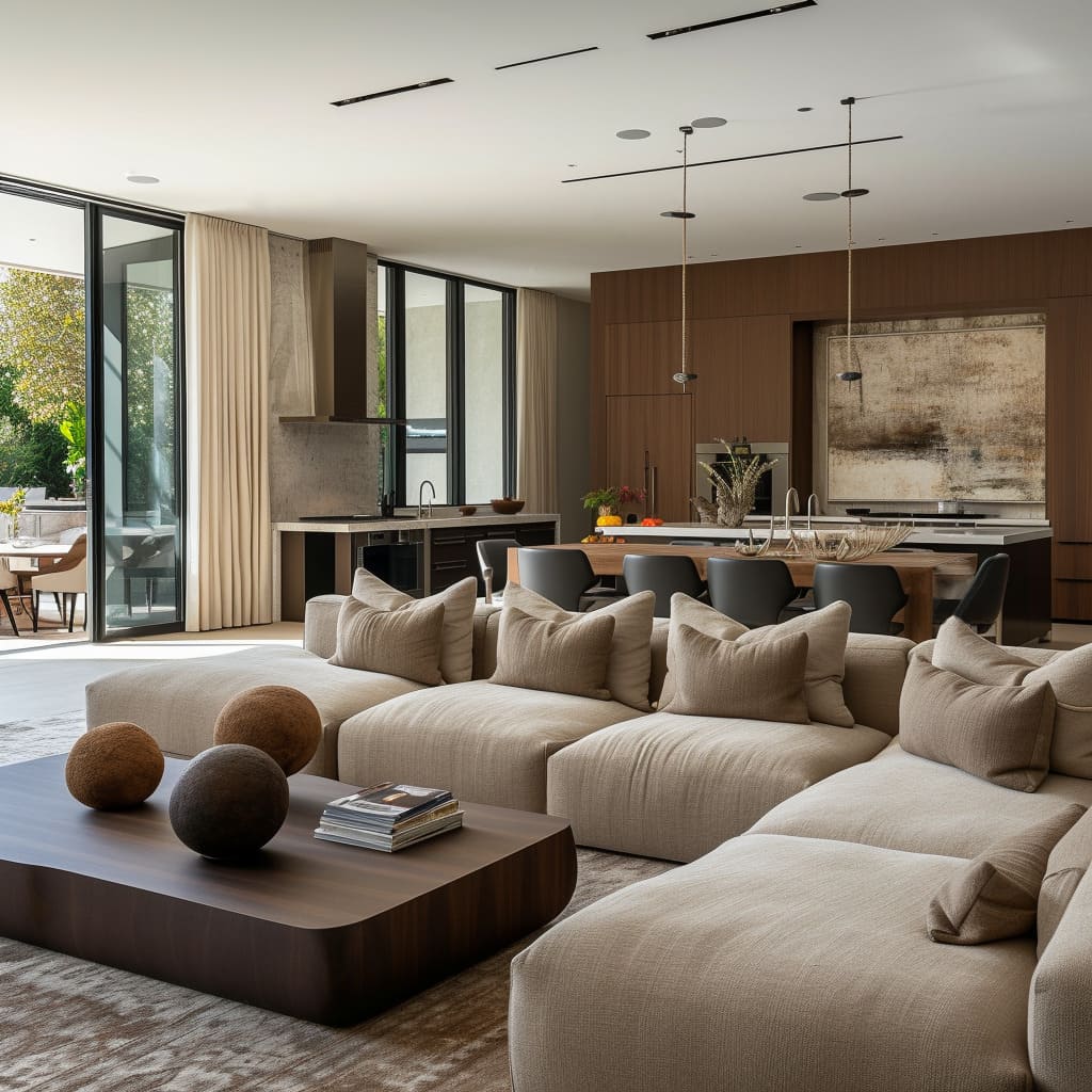 Nice decor elements contribute to the refined aesthetics of this tranquil living space