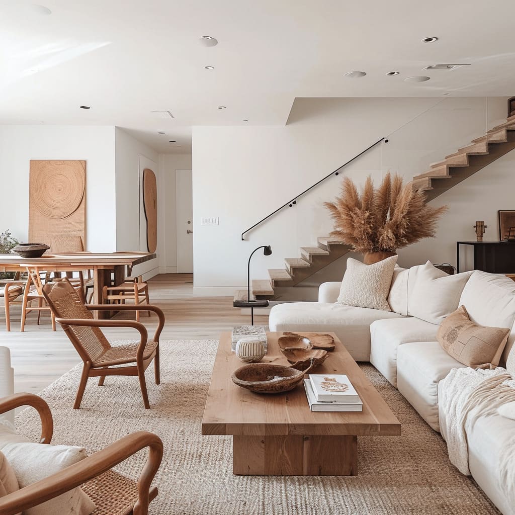 Nordic interior design brings a minimalist, functional drawing room with a neutral color scheme that promotes sustainable living