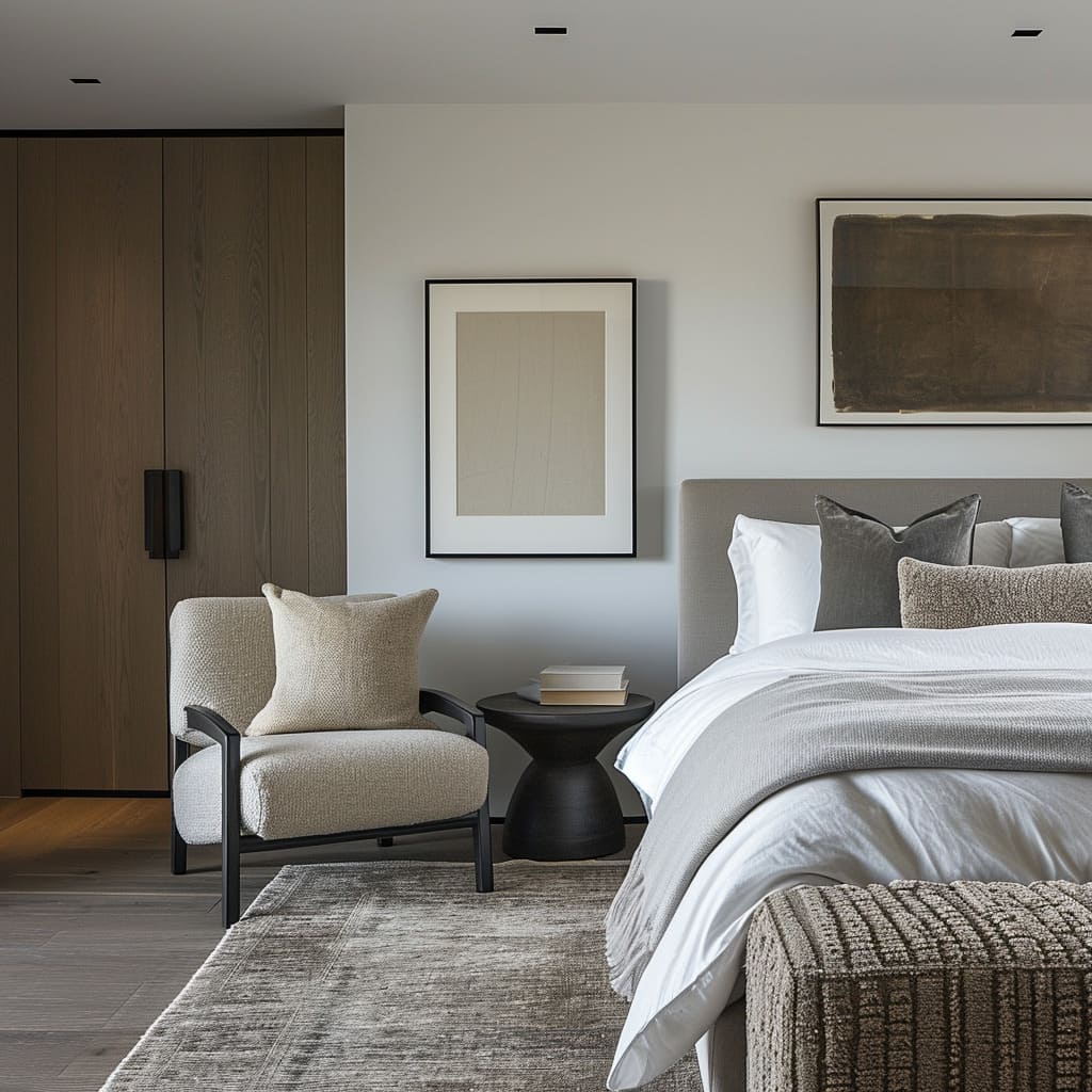 Simple bedroom interior design highlights handcrafted touches and clever design choices for a tranquil atmosphere