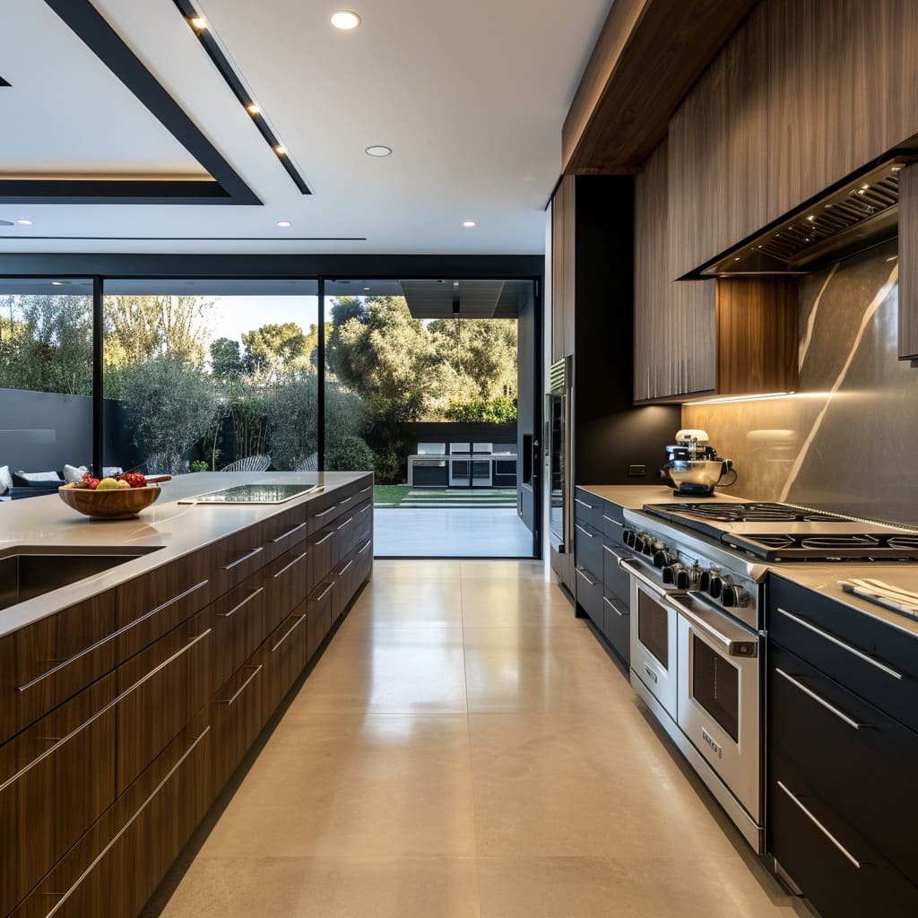 Smart kitchen technology seamlessly integrates with the minimalist aesthetics
