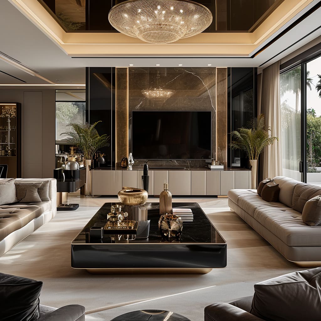 Spatial balance and modern elegance are the hallmarks of this interior's design