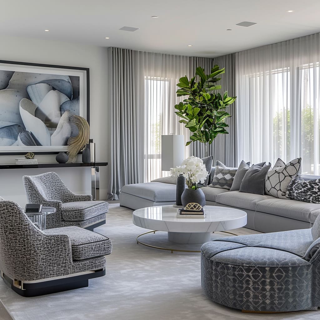 Tasteful decor and subtle accent colors in the living room