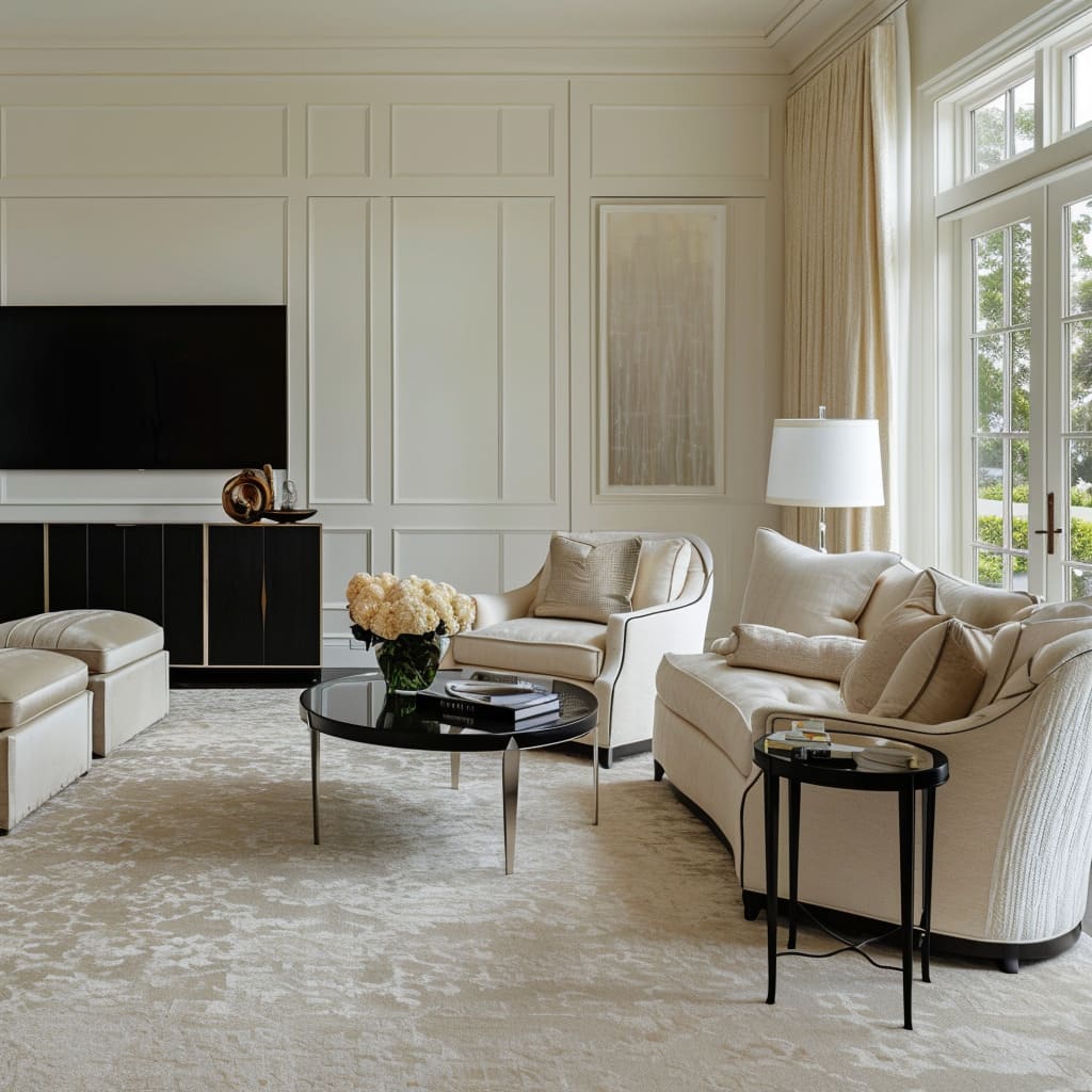 The chic elegance in this room tells a decorative storytelling of craftsmanship and design legacy