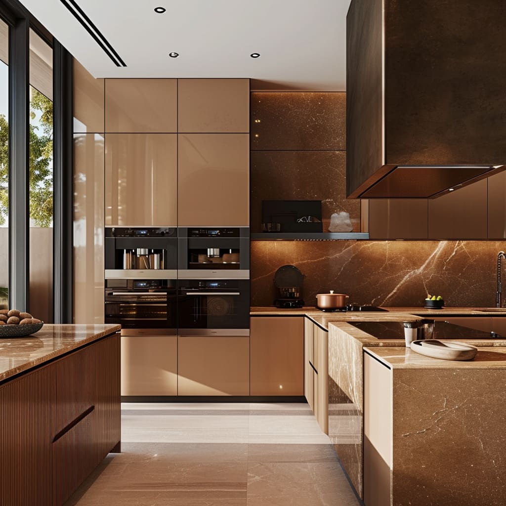 The open layout ensures seamless integration between the kitchen and living areas