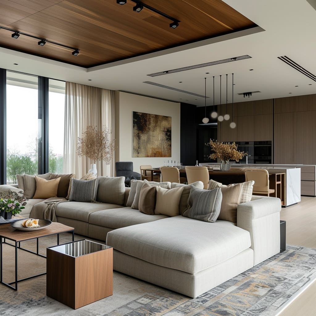 The open space design of this contemporary morning room creates a spacious elegance