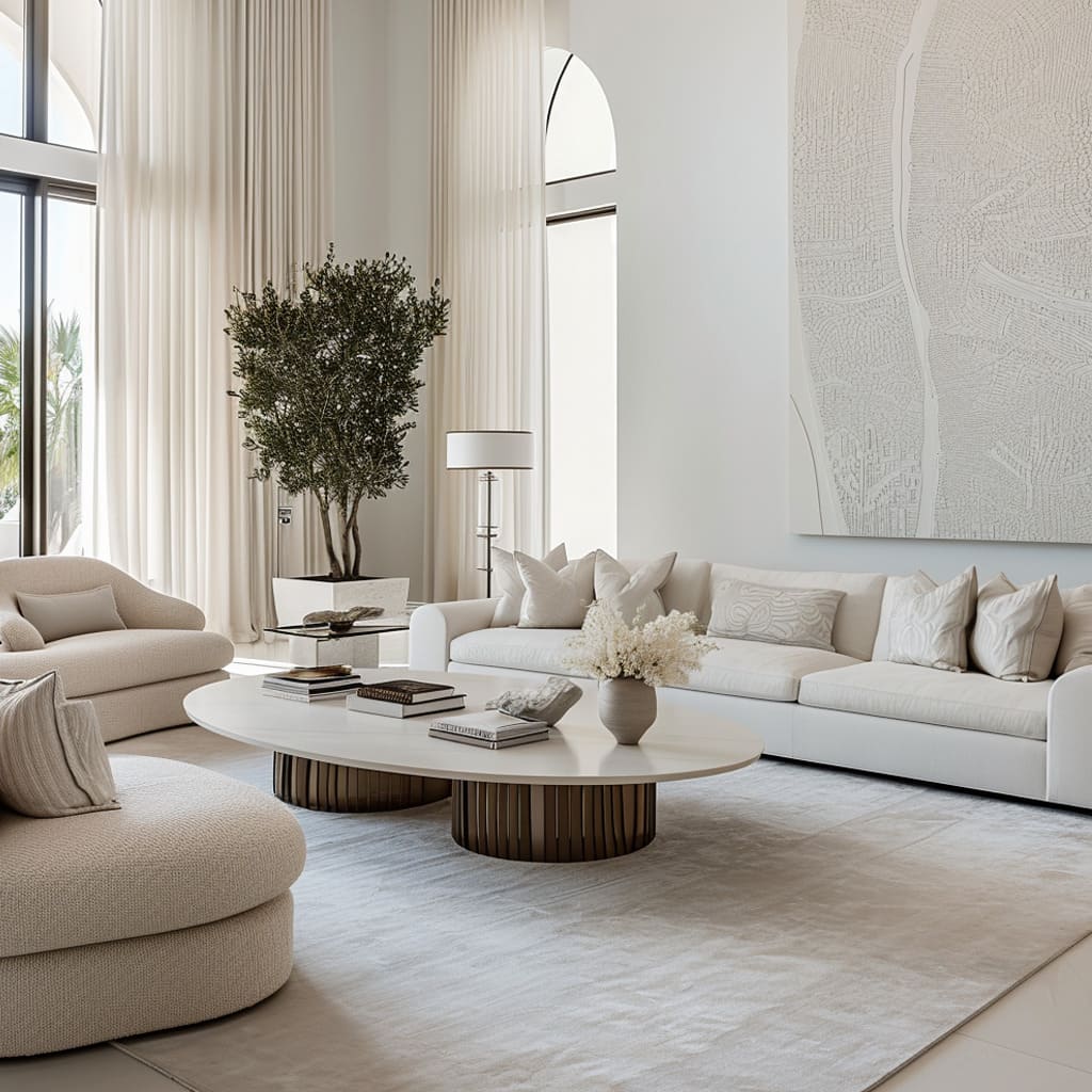 The open space interior design promotes a calm and harmonious environment