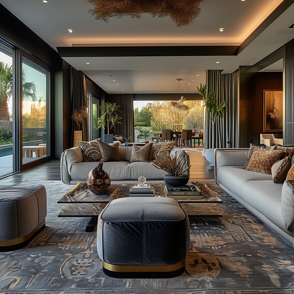 The open space is adorned with high-end furniture, creating an air of luxury
