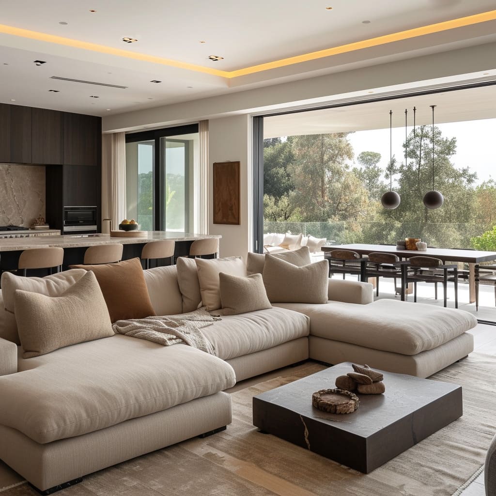 The spaciousness of the room is emphasized by the functional elegance of the design