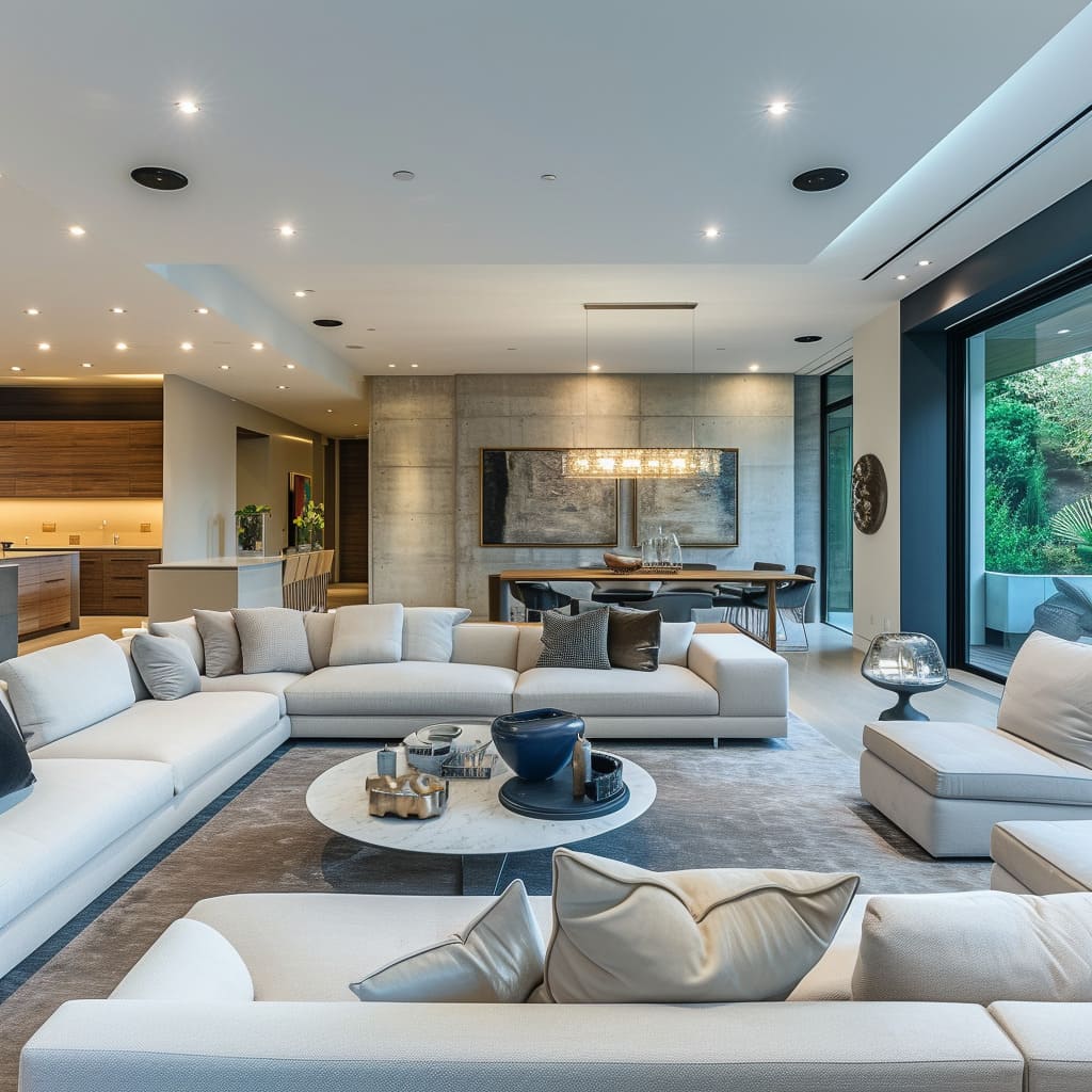 The villa room's design emphasizes design connectivity and artistic decor