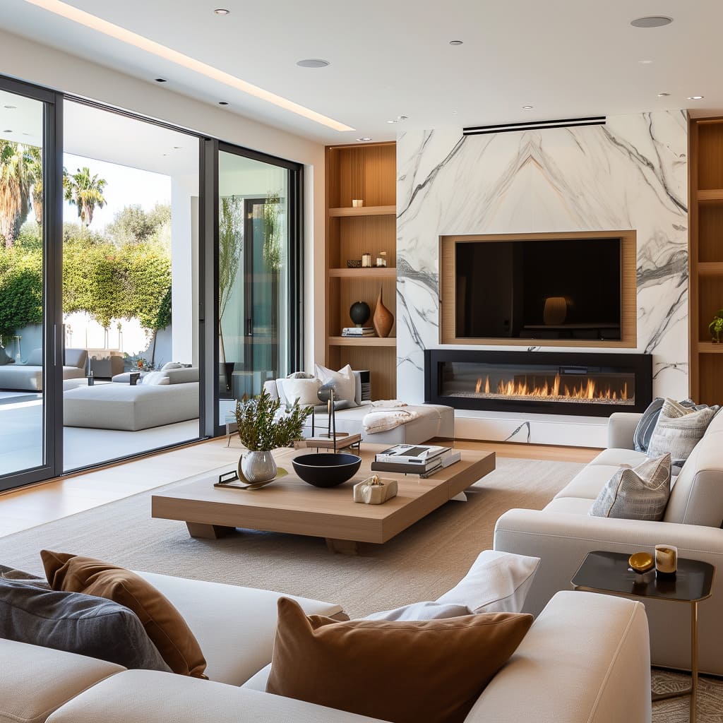 This modern living room achieves the perfect balance between style and comfort