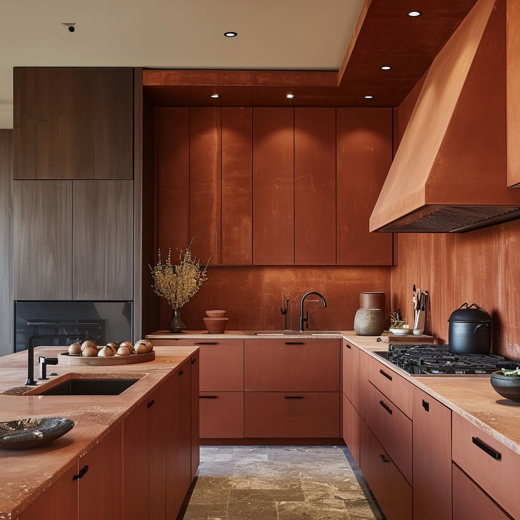 With its modern design and marble accents, this kitchen is a true work of art