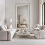 A dreamy design and chic living spaces with cream hues and plush textiles.