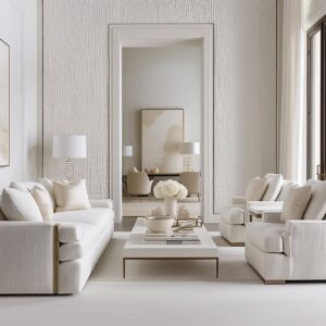 Textured Tranquility: Dreamy White, Beige, and Cream Living Room Interiors