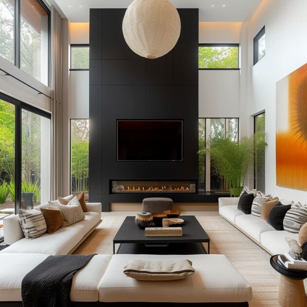 Modern Black & White Interiors with Vibrant Touches | FH