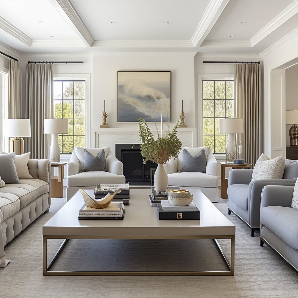 Contemporary coffee tables serve as artistic accents in the room decor