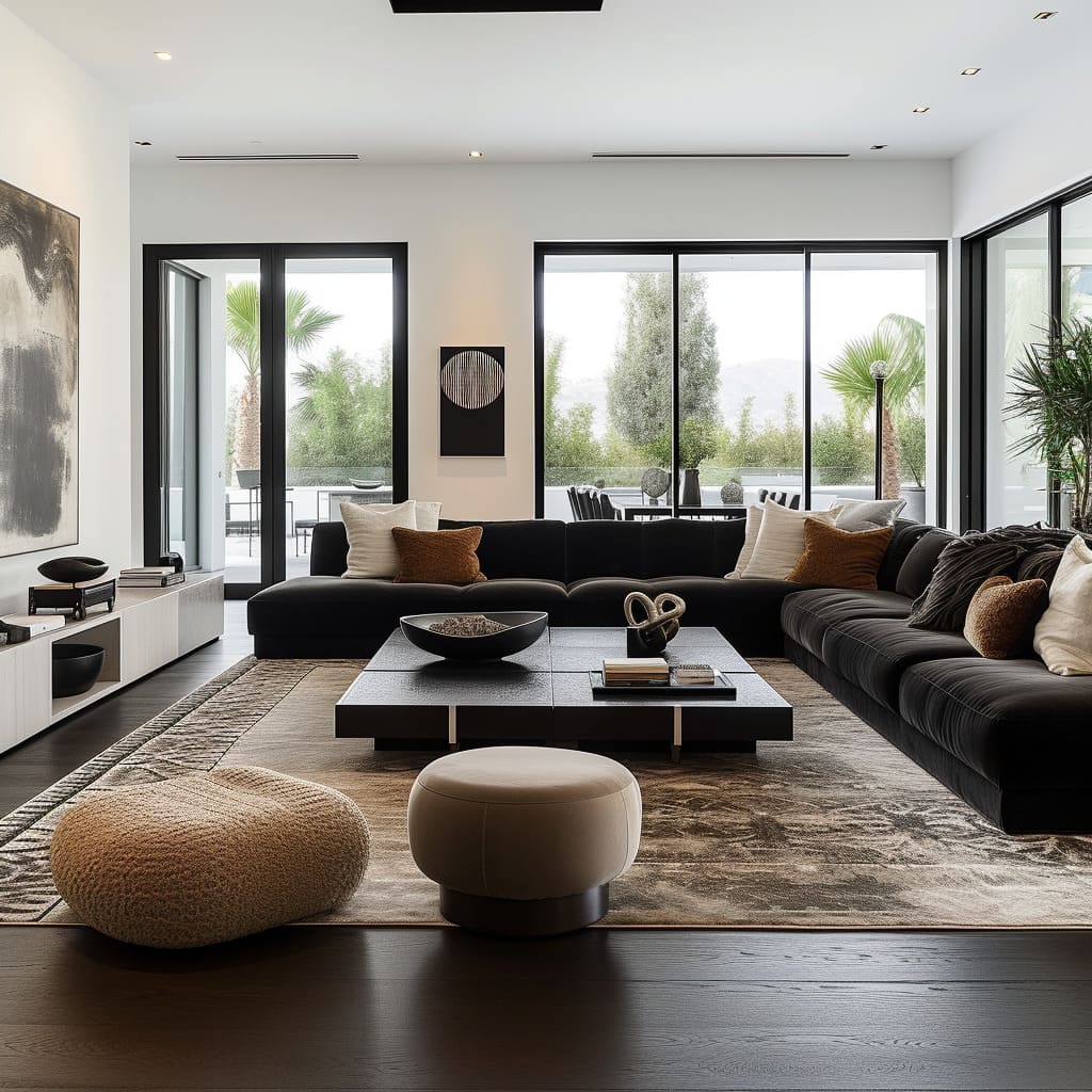 Designer furnishings elevate the living space to a new level of luxury