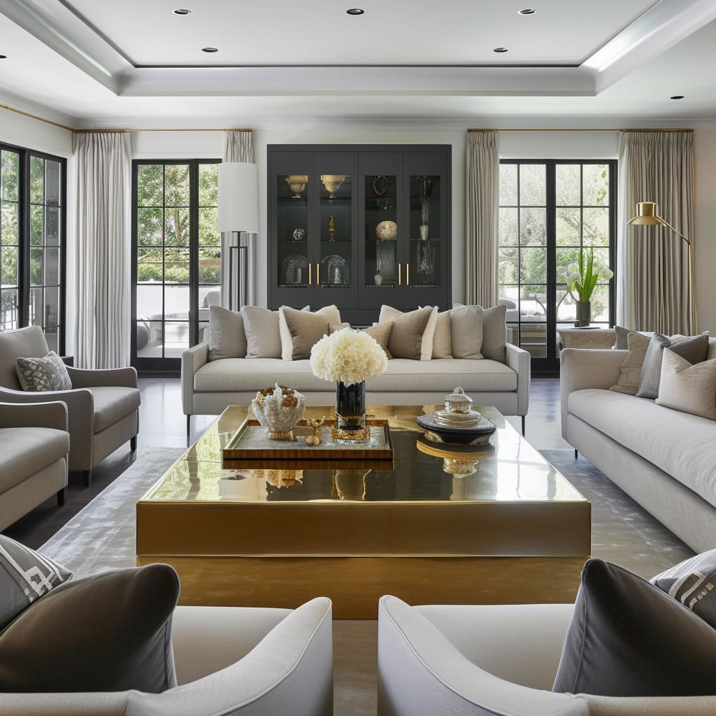 Elegant living design is achieved through the thoughtful placement of furniture